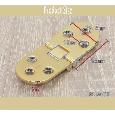4 stk. foldehængsler, flade foldbare skabsdørhængsler, zinkmetal runde kant symaskine foldning-guld