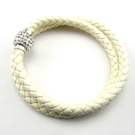 Läderarmband Magnet strass spänne armband