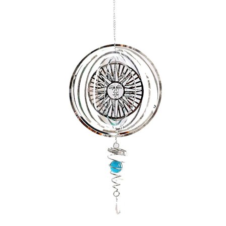 Rustfrit Stål 3D Roterende Vindklokke Hængende Pynt Med Spiralhalekugle Hængende Dekorationer