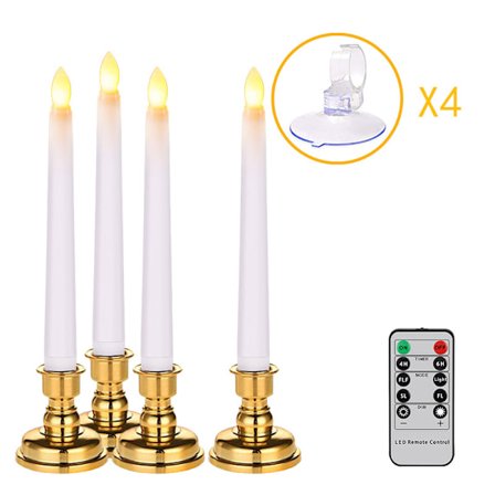4-pack flamlösa avsmalnande ljus, batteridrivna LED-ljus med