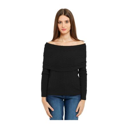 YES Zee, Round-neck Knitwear Czarny, Kobieta, Rozmiar: XS