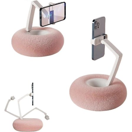 Pörröinen kulho puhelintelineellä, Kindle-tyynyteline, säädettävä puhelimen tyynyteline, pehmotyyny