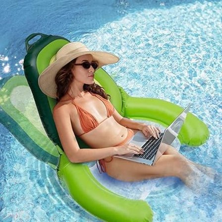 Täytettävä uima-allasriipukko, avokado kelluva riippumatto kelluva sänky Wa