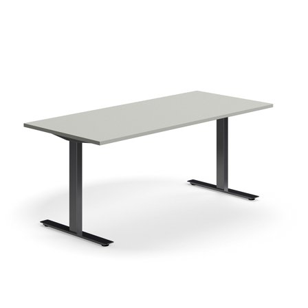 Schreibtisch QBUS, 1800x800 mm, T-Fuß-Gestell, schwarz/hellgrau