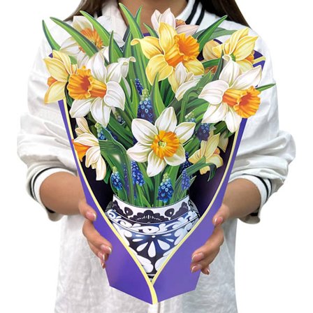 3D Pop Up-kort, 12 tum evighetsblomma bukett gratulationskort