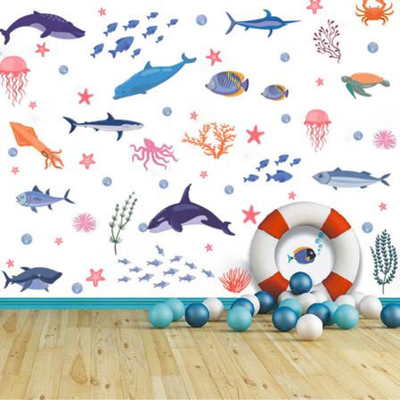 Vattentät Klistermärke Fish Sea Cartoon Wall Sticker Avtagbar
