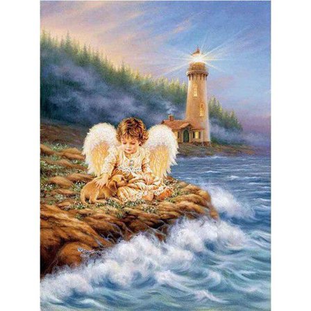 30x40cm, seaside angel 5d diamantmalet rhinestones broderi lærred
