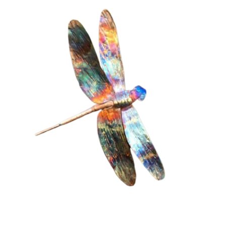 Fargerik metall øyenstikker ornament kreativ veggdekorasjon håndverk statue for hage gårdsplass plen(Stor)