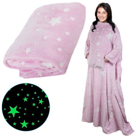 Koselig teppe med ermer Glow in Dark Snuggie Rosa