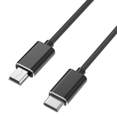 Kabel til Leica DIGILUX 3D-LUX (Typ 109)/D-LUX 2-3-4-5-6 - Kabel MINI USB/USB-C Sort 1 Meter Phonillico
