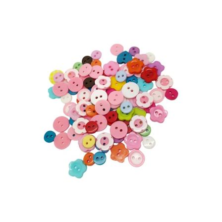 100 STK Resin Mini-knappar Dekorativa sömnadsknappar 9MM-14MM