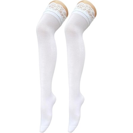 2025 Senaste Modell Dam Opaque Stretchig Nylon Över Knä Lårhöga Strumpor Sexiga Spets Topp Knähöga Kostymstrumpor Svart One Size