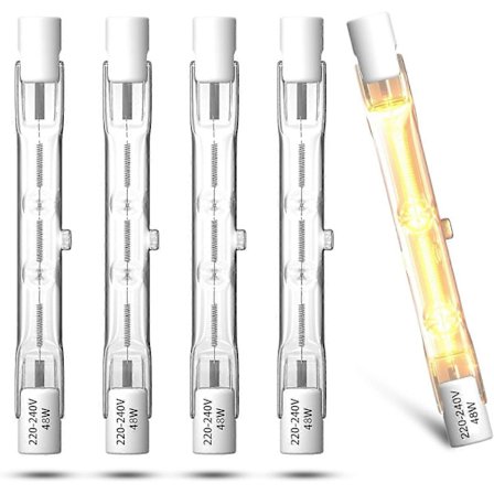 R7s Halogenlampe 78mm 48w Dimbar R7s Lineær Halogenlampe Sikkerhetslamper, 750lm Varmhvit 2700k J78 Dobbeltendet Flomlys5.22
