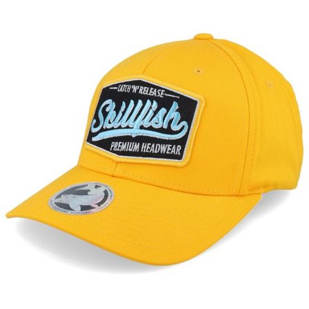 Skillfish - Gul flexfit Keps - Premium Fishing Wooly Combed Gold Flexfit @ Hatstore