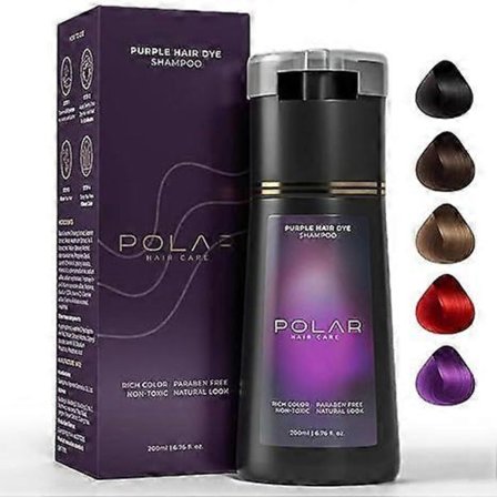Hårfärgningsschampo, Polar Hårfärgningsschampo, Polar Haircare Instant Dye Shampoo, Naturligt Hårfärgsschampo för Grått Hår Täckning, Lämpligt för 