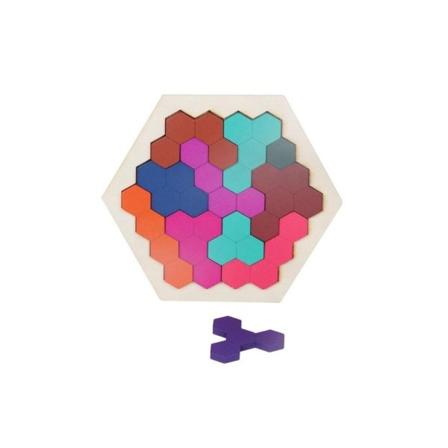Barn 3D träpussel Leksaksgeometri Tangrams Honeycomb IQ Hjärnträning Pedagogisk 10 st.
