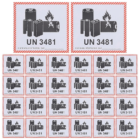 100 ark Litiumbatteri Etiketter Selvklebende Klistremerker Transport Forsiktighetsadvarsel Etiketter (UN3481)