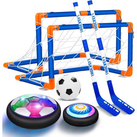 Lasten lelut Hover Hockey Jalkapallosetti 3 maalilla, Ladattava kelluva ilmajalkapallo LED-valolla ja vaahtomuovipuskurilla 3-12-vuotiaille
