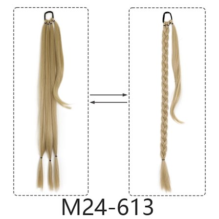 34" Erikoispitkä poninhäntä hiussolmiolla synteettinen punos poninhäntäpidennys Luonnolliset mustat hiukset Suorat tekohiukset itse punottu