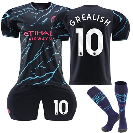 23-24 Manchester City Away Kids No.10 Grealish Jalkapallopaita NO.10 NO.10 26 NO.10