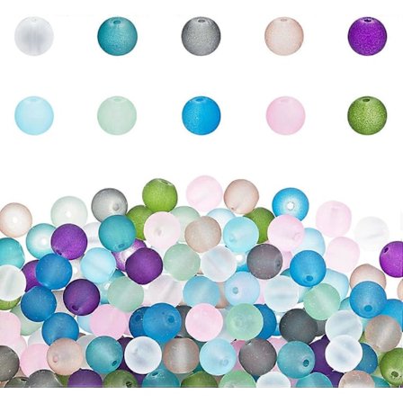 250 stk. frostede glasperler 8 mm slikfarvede frostede perler bulk sommerblå løse perler afstandsstykker