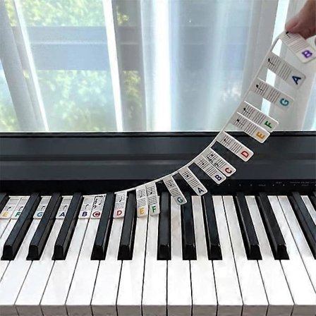 Avtakbare piano- og keyboardetiketter 88 tangenter Flerfarget