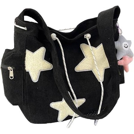 Y2K Fløjls Skuldertaske Kvinder, Sød Tote Taske Stor Crossbody Taske til Skole Kontor Arbejde Rejser Shopping