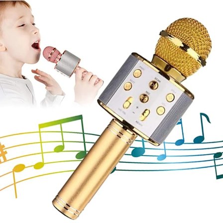 Trådlös Bluetooth Karaoke Mikrofon, 5 i 1 Trådlös Mikrofon för Barn, Mikrofon med Högtalare | Remix, Mic KTV Mikrofon