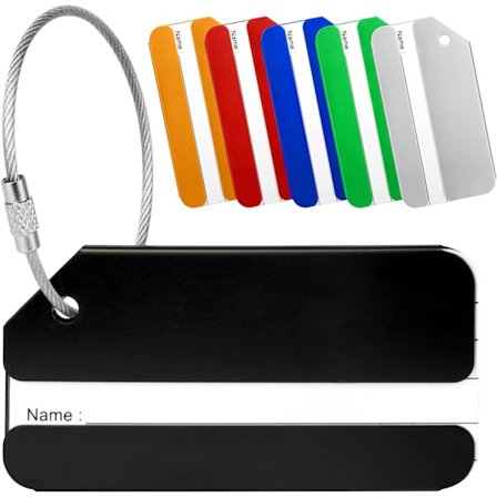 Bagagemærke, 6 x Kuffertmærke i aluminiumslegering med rustfri ståltråde