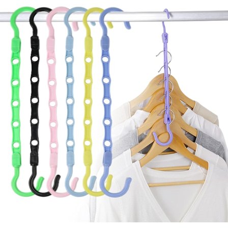 Magiske bøjler, 6 stk. pladsbesparende bøjle til skab, roterende skridsikker foldebøjle til kollegium, soveværelse, badeværelse