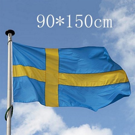 ##/Svensk flag - 150x90 cm - Svensk flag 100% polyester med integrerede metaløjer##/-FA-