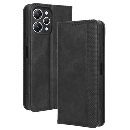 SKALO Xiaomi Redmi 12 4G/5G Embossed Premium Plånboksfodral - Sv Svart