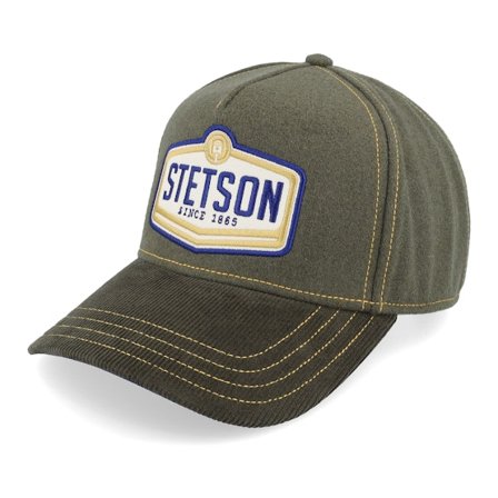 Stetson - Groen adjustable Cap - Wool Piston Olive A-Frame Adjustable @ Hatstore