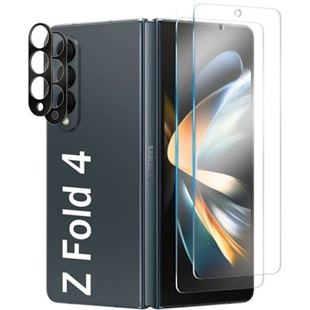 2+2 kpl karkaistua lasia Samsung Galaxy Z Fold 4 5G:lle (2 kpl) + kamerasuoja (2 kpl), sormenjälkiä estävä, 9H kovuus