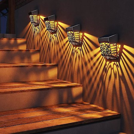 2 stk Utendørs Vegglampe Solcelle Gjerde Vanntett Lys