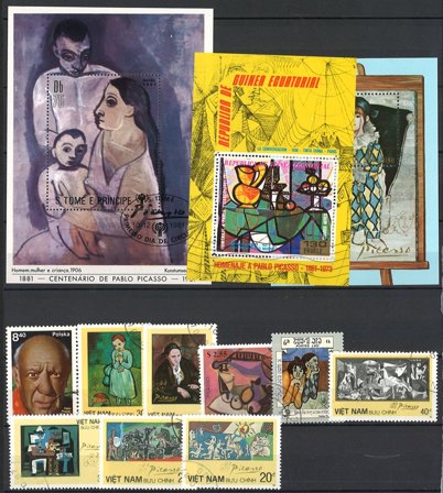 Picasso-malerier - 16 forskellige frimærker og 8 miniark 1973-1998 - Stemplet