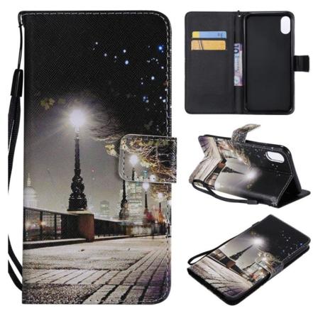 iPhone 9 Plus Seisova Mallinen Kuviollinen Lompakko Kotelo Suoja Synteetti Nahasta - Tähtitaivas Laiturilla Multicolor