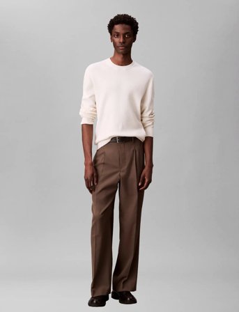 Calvin Klein Ls Texture Cttn Crewnk Sweater 1 - Cream - S