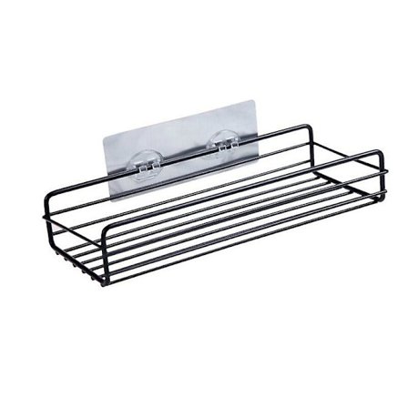 1 st enkel metallhylla, förvaring i badrum och kök, tillbehör för kök och badrum för att placera föremål, svart