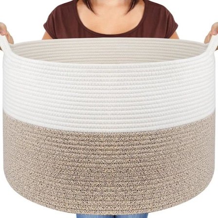 Laundry Basket, 83L D55XH35, Premium Handmade Cotton Rope Basket, Large Storage Basket with Handles, Brown