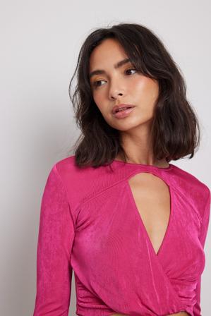 NA-KD Topp med nyckelhål och vriden detalj - Omlott-toppar - Rosa - XX-Small