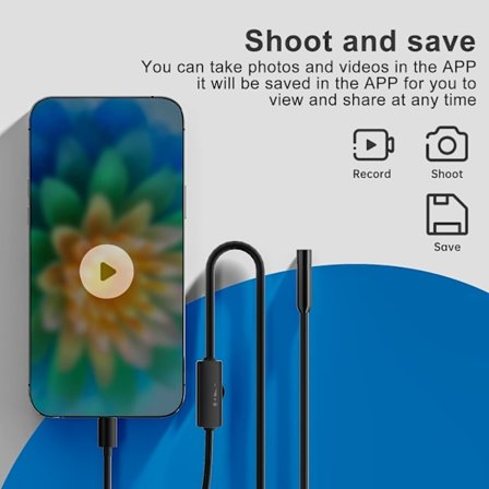 Endoskop til iPhone, ILIHOME inspektionskamera med 5,5 mm linse, 3,5 meter semi-stiv kabel boroskop IP68 vandtæt