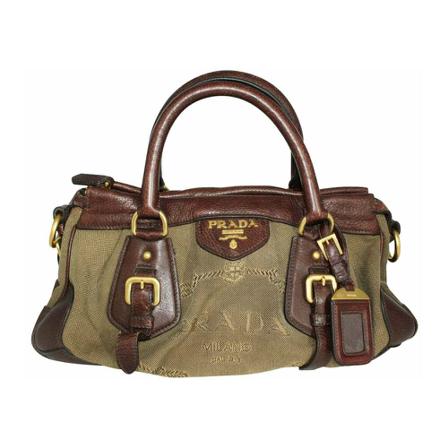 Prada Vintage, Pre-owned Jacquard Logo Handbag Bruin, Dames, Maat:ONE Size