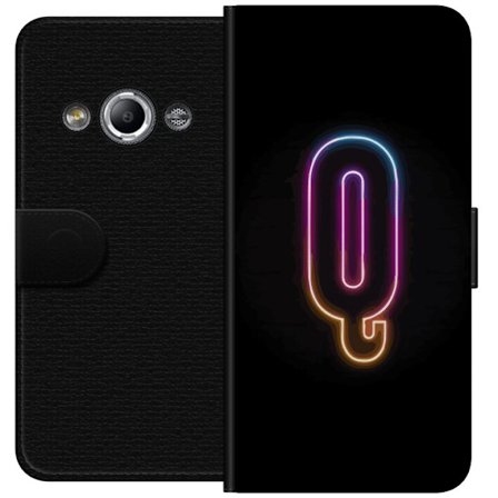 Kompatibelt Lommeboketui til Samsung Galaxy Xcover 3 Minimalistisk neonbokstav Q i skinnende farger mot mørk bakgrunn