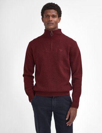 Barbour Barbour Essential Lambswool Half Zip Knit - Burgundy - L