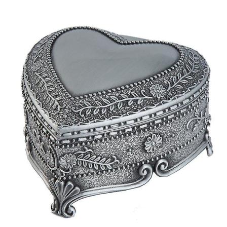 Klassisk vintage hjärtform metall smyckeskrin Ring prydnadsföremål organizer
