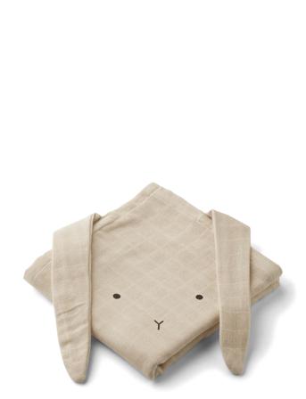 Hannah Muslin Cloth Rabbit 2 Pack Baby & Maternity Baby Sleep Muslins Muslin Cloths Beige Liewood