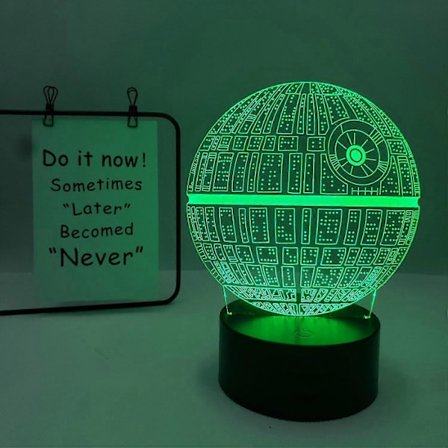 Qinwei Star Wars Natlampe 3D Illusion Lampe Fjernbetjening Belysning Til Star Wars Fans Boligindretning Lampe --- Stil S -Yx