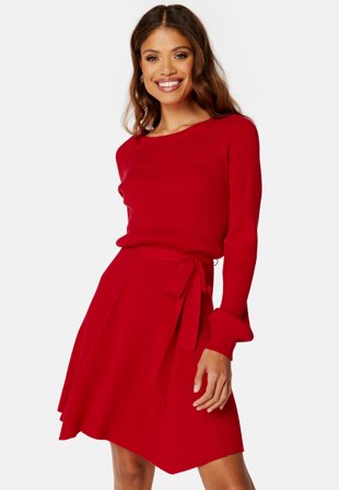 BUBBLEROOM Sandy knitted dress Red Klær