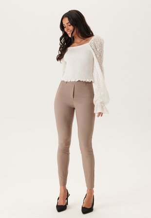 Happy Holly - Stretchy Ankle Treggings - Nougat - Kläder - - Bubbleroom